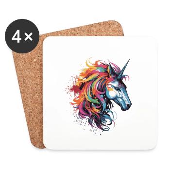 Unicorn Head Portrait - Coasters (set of 4) - white - Front
