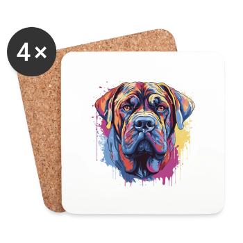 Mastiff Hund Tier Pop Art Kopf - Untersetzer (4er-Set) - Weiß - Vorne