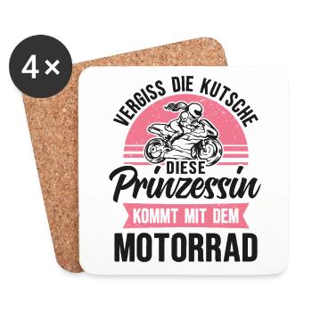 Motorrad Prinzessin Bikerin Motorradfahrerin - Untersetzer (4er-Set) - Weiß - Vorne