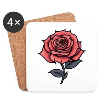 L’amour de la rose - Dessous de verre (lot de 4) - blanc - Devant