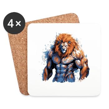 Gymnase de combattant Lion Muscles - Dessous de verre (lot de 4) - blanc - Devant