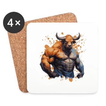 Stier Bulle Muskeln Fighter Beast - Untersetzer (4er-Set) - Weiß - Vorne