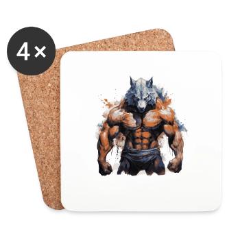 Muscle de loup Bête combattante - Dessous de verre (lot de 4) - blanc - Devant