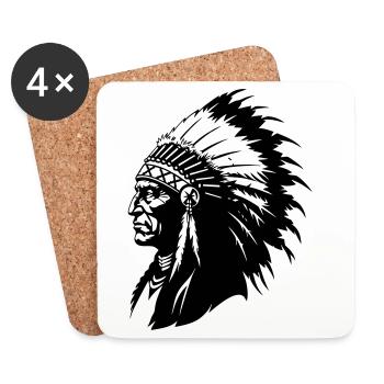 Indianerhäuptling - Untersetzer (4er-Set) - Weiß - Vorne