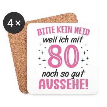 80. Geburtstag 80 Jahre Geburtstagsgeschenk Frauen - Untersetzer (4er-Set) - Weiß - Vorne