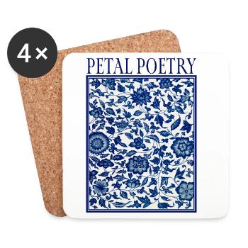 Petal Poetry Kachelmuster Blau - Untersetzer (4er-Set) - Weiß - Vorne