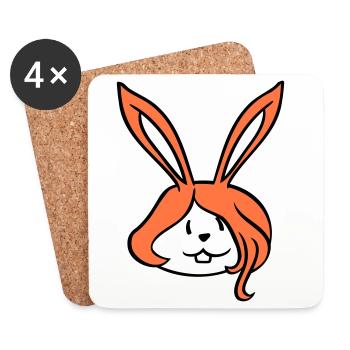Bunny Girl Pretty Woman Bunny Cute Long Hair - Coasters (set of 4) - white - Front