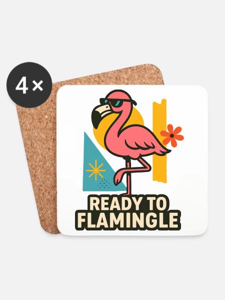Ready to Flamingle - Untersetzer (4er-Set) - Weiß
