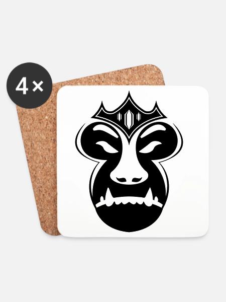 Monkey King – Emblem of Urban Domination - Coasters (set of 4) - white