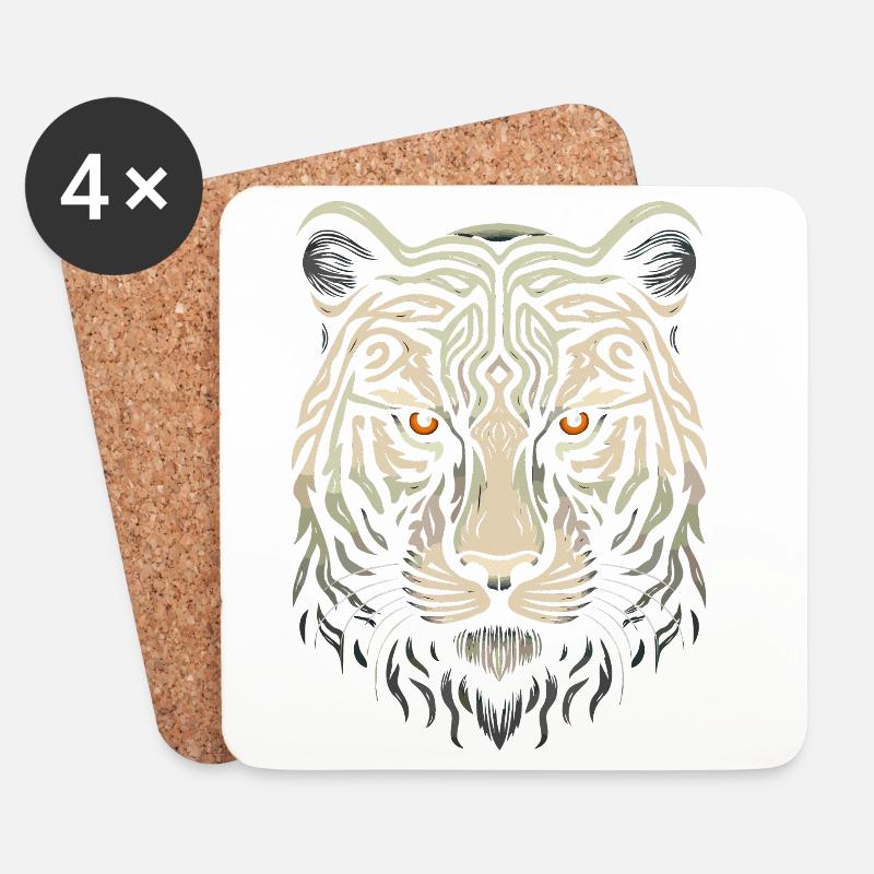 Weißer Tigerkopf - Untersetzer (4er-Set) - Weiß