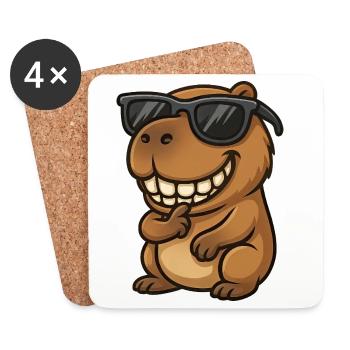 Cochon d’Inde Capybara cool avec lunettes de soleil - Dessous de verre (lot de 4) - blanc - Devant