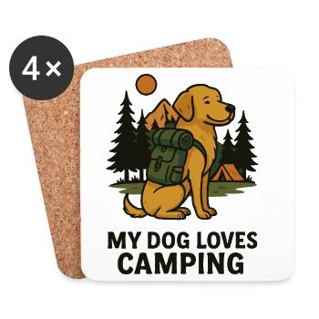 MY DOG LOVES CAMPING - Untersetzer (4er-Set) - Weiß - Vorne