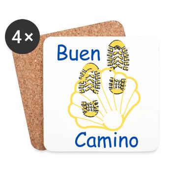 Buen Camino Muschel mit Reifenprofil - Untersetzer (4er-Set) - Weiß - Vorne