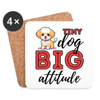 Petit chien, grande attitude – Amoureux des chiens de Maltipoo - Dessous de verre (lot de 4) - blanc - Devant