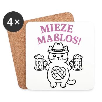 Mieze maßlos! - Bayerisches Partyshirt - Untersetzer (4er-Set) - Weiß - Vorne