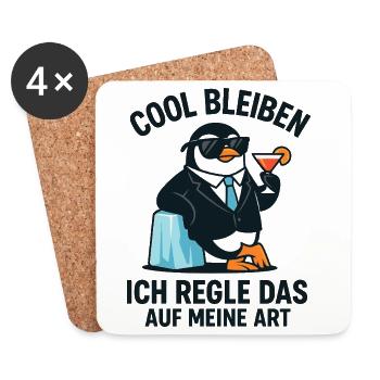 Costume cocktail Pingouin - Dessous de verre (lot de 4) - blanc - Devant