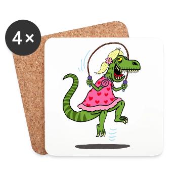 Déguisement du tyrannosaure pour la chasse - Dessous de verre (lot de 4) - blanc - Devant