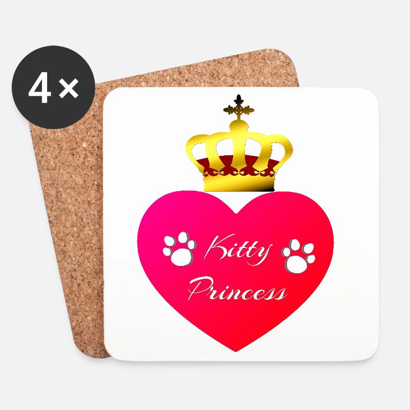 Kitty Princess, Herzen, Tier Tatzen - Untersetzer (4er-Set) - Weiß