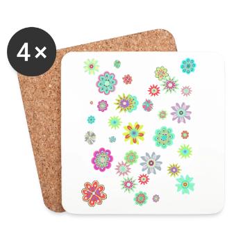 Flower Power Peace & Power Unisex - Coasters (set of 4) - white - Front