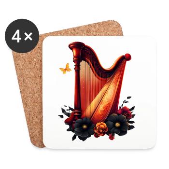 Cosmic melody, the magic of the harp. - Coasters (set of 4) - white - Front