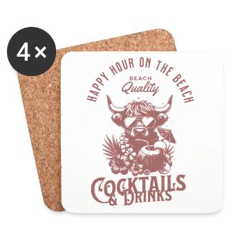 Happy Hour on the Beach – Tropical Vibes & Cocktai - Coasters (set of 4) - white - Front