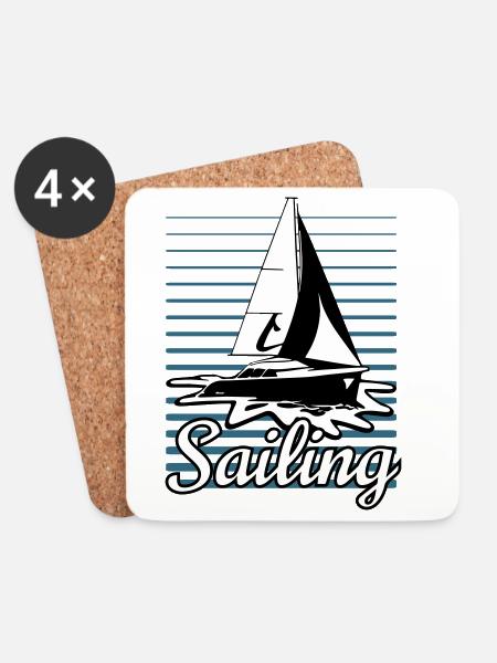 Sailboat 002 - Coasters (set of 4) - white