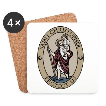Saint Christophe Porteur du Christ - Dessous de verre (lot de 4) - blanc - Devant