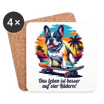 La vie est meilleure sur quatre roues - Dessous de verre (lot de 4) - blanc - Devant