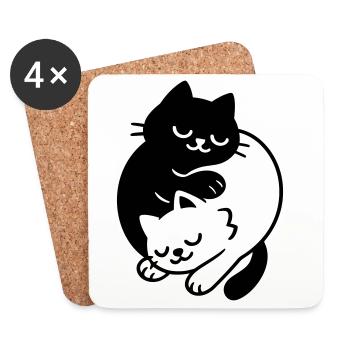 Ying-Yang Cats #2 - Untersetzer (4er-Set) - Weiß - Vorne