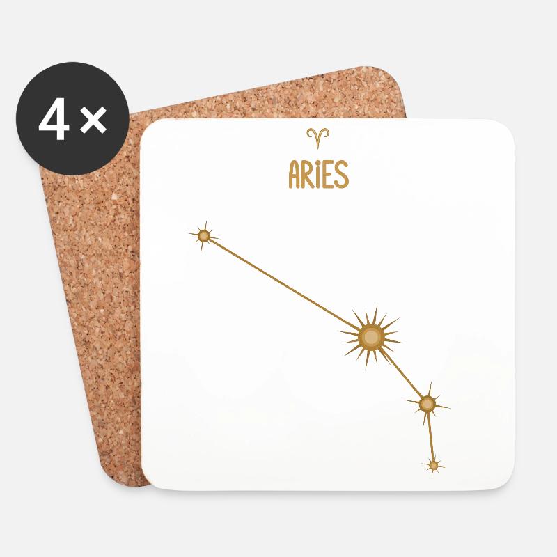 Widder Sternzeichen Sternkonstellation Goldene Töne - Untersetzer (4er-Set) - Weiß