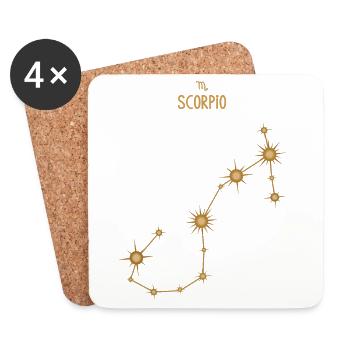 Scorpio Zodiac Sign Star Constellation Golden Tone - Coasters (set of 4) - white - Front