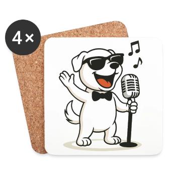 Cool Karaoke Dog - Coasters (set of 4) - white - Front