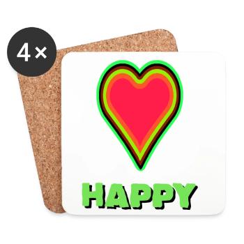 VIBRANT heart graphic with neon framing - Coasters (set of 4) - white - Front