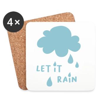 Let it Rain Cloud Cool Sayings Kids Rain Drops - Coasters (set of 4) - white - Front