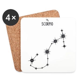 Signe du zodiaque Scorpion Constellation d’étoiles Noir Gris - Dessous de verre (lot de 4) - blanc - Devant