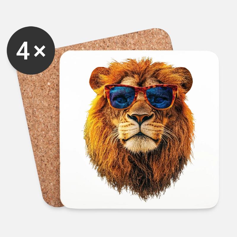 Löwe Sonnenbrille - Untersetzer (4er-Set) - Weiß