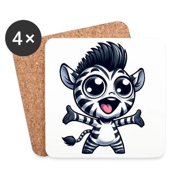 Fröhliches Zebra mit offenen Armen herzlich - Untersetzer (4er-Set) - Weiß - Vorne