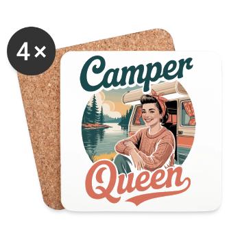 Camper Queen Retro Camping - Untersetzer (4er-Set) - Weiß - Vorne