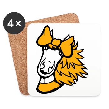 cheval fille femme mignonne jolie femme arc - Dessous de verre (lot de 4) - blanc - Devant
