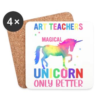 Colorful Unicorn Art That Teachers Love - Coasters (set of 4) - white - Front
