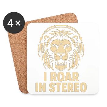 Lion head with headphones - Coasters (set of 4) - white - Front