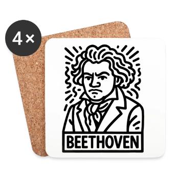 Ludwig van Beethoven - Dessous de verre (lot de 4) - blanc - Devant