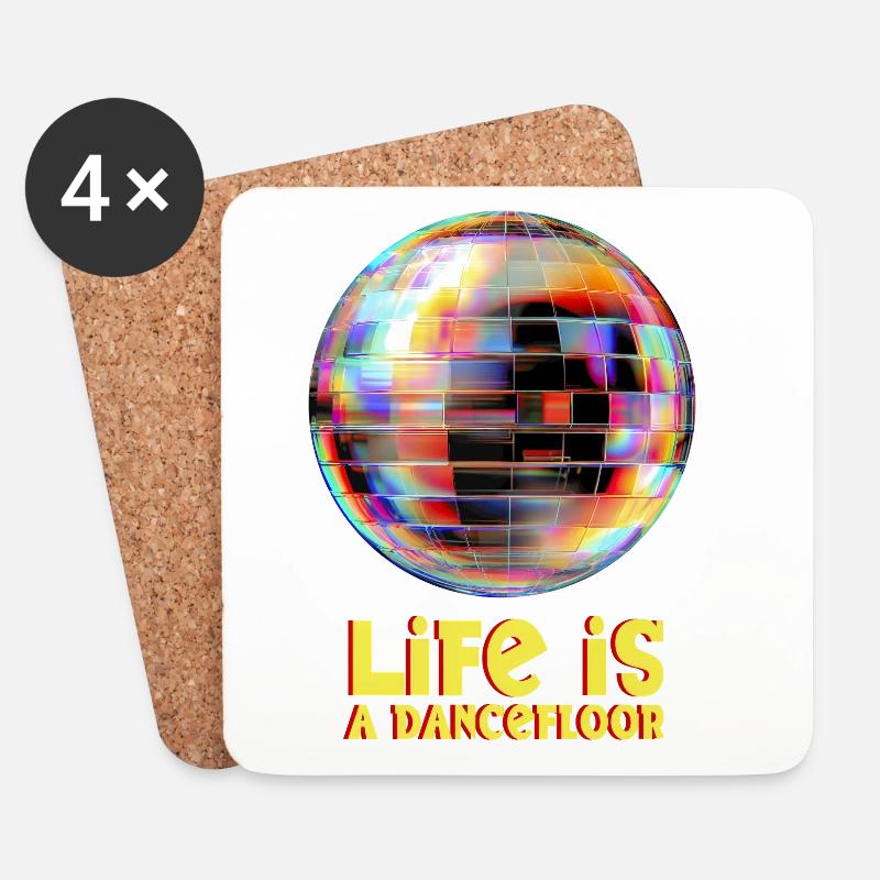 Disco Globe with Bright Colors - Untersetzer (4er-Set) - Weiß