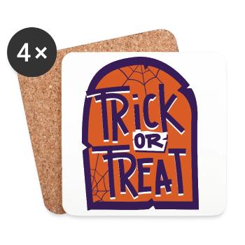 Trick or Treat Halloween Gravestone - Coasters (set of 4) - white - Front