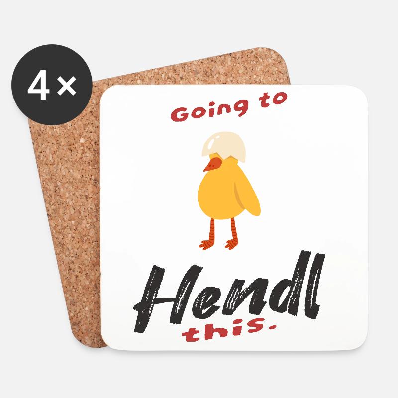 Handel-Design mit Huhn und Humor - Untersetzer (4er-Set) - Weiß