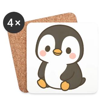 Charmanter Pinguin mit Rouge - Untersetzer (4er-Set) - Weiß - Vorne