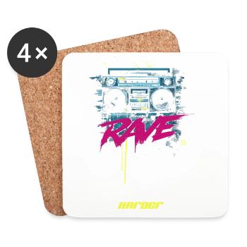 RAVE DAnce harder - Untersetzer (4er-Set) - Weiß - Vorne