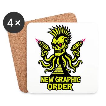 ONG Crâne Punk jaune - Dessous de verre (lot de 4) - blanc - Devant