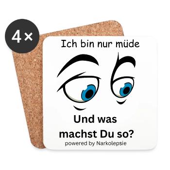 Minimalistisches Gesicht in Blau und Schwarz  - Untersetzer (4er-Set) - Weiß - Vorne