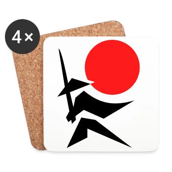 Abstract Image with Samurai Red Black - Coasters (set of 4) - white - Front
